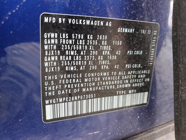 WVGTMPE28NP073051 - 2022 VOLKSWAGEN ID.4 PRO S BLUE photo 13