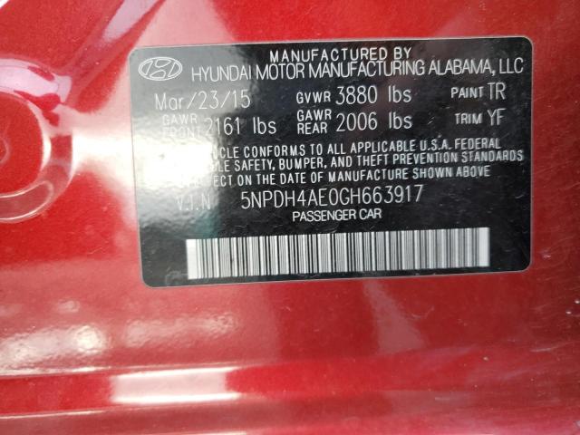 5NPDH4AE0GH663917 - 2016 HYUNDAI ELANTRA SE BURGUNDY photo 12