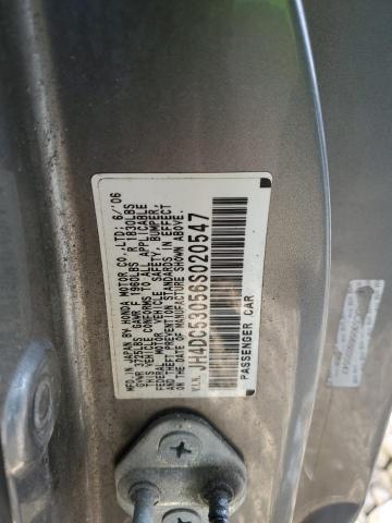 JH4DC53056S020547 - 2006 ACURA RSX TYPE-S GRAY photo 12