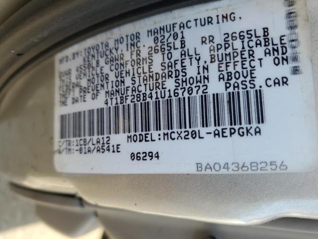 4T1BF28B41U167072 - 2001 TOYOTA AVALON XL SILVER photo 12