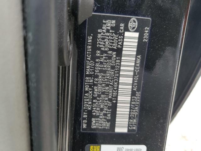 4T1BE46K37U112381 - 2007 TOYOTA CAMRY CE CHARCOAL photo 12