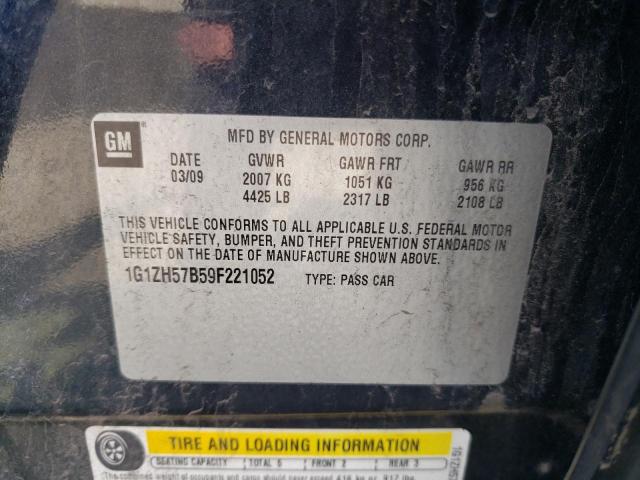 1G1ZH57B59F221052 - 2009 CHEVROLET MALIBU 1LT BLACK photo 12