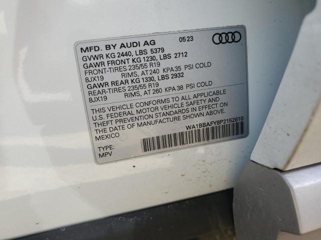 WA1BBAFY8P2152610 - 2023 AUDI Q5 PREMIUM PLUS 40 WHITE photo 13