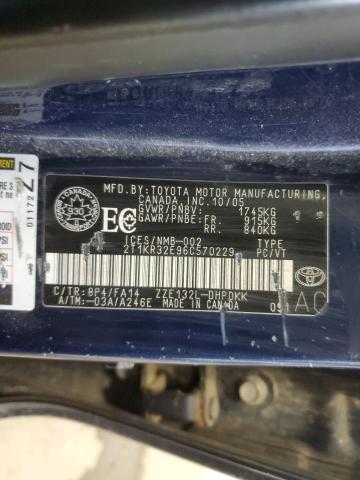 2T1KR32E96C570229 - 2006 TOYOTA COROLLA MA XR BLUE photo 12