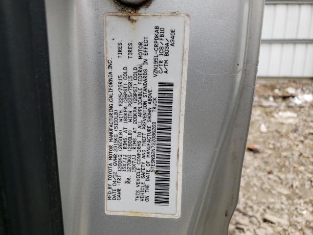 5TESN92N72Z086269 - 2002 TOYOTA TACOMA XTRACAB PRERUNNER ვერცხლისფერი ფოტო 12