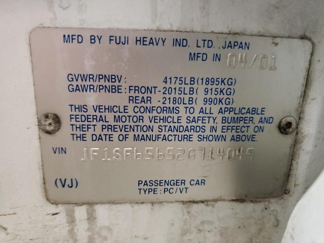 JF1SF65652G714049 - 2002 SUBARU FORESTER S Ağ foto 13