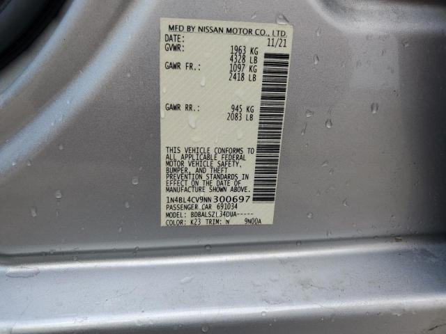 1N4BL4CV9NN300697 - 2022 NISSAN ALTIMA SR SILVER photo 12