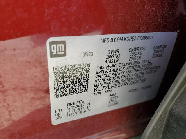 KL77LFE27RC050759 - 2024 CHEVROLET TRAX LS RED photo 14