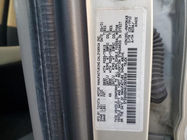 5TEGN92N81Z800818 - 2001 TOYOTA TACOMA DOUBLE CAB PRERUNNER SILVER photo 13