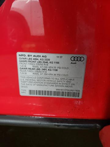 WA1ECCFSXJR017645 - 2018 AUDI Q3 PREMIUM RED photo 13