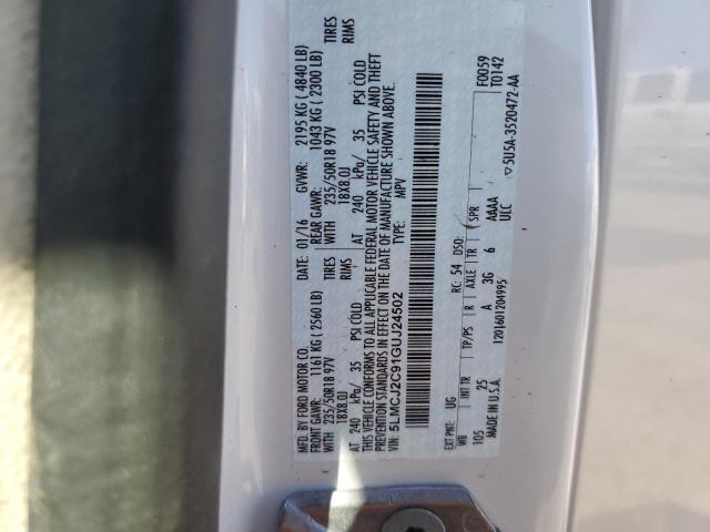 5LMCJ2C91GUJ24502 - 2016 LINCOLN MKC SELECT თეთრი ფოტო 12