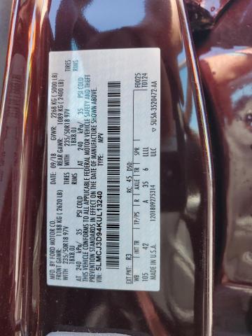 5LMCJ3D94KUL13240 - 2019 LINCOLN MKC RESERVE MAROON photo 12