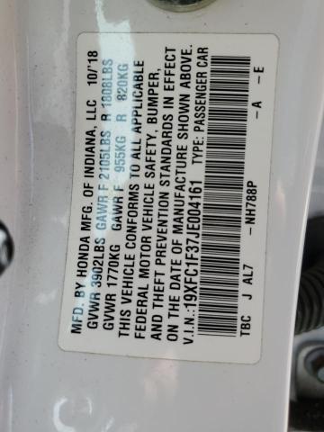 19XFC1F37JE004161 - 2018 HONDA CIVIC EX WHITE photo 12