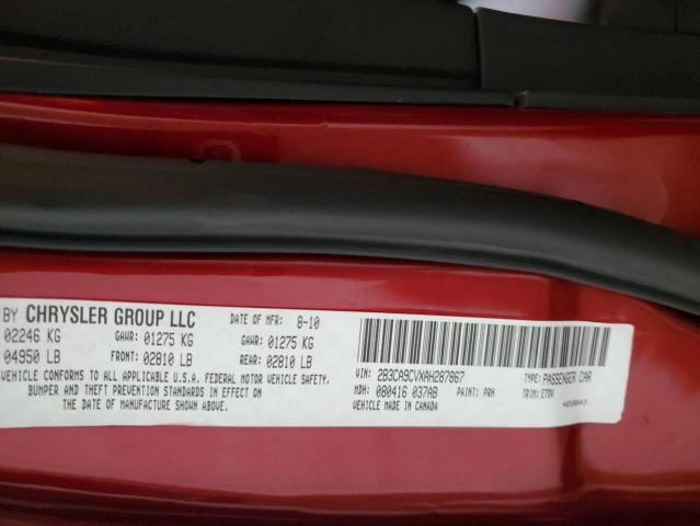 2B3CA9CVXAH287867 - 2010 DODGE CHARGER RALLYE RED photo 12