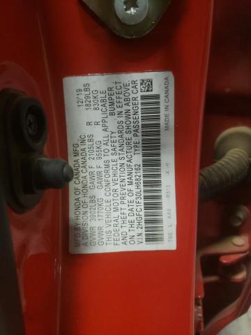 2HGFC1F30LH682162 - 2020 HONDA CIVIC EX RED photo 13