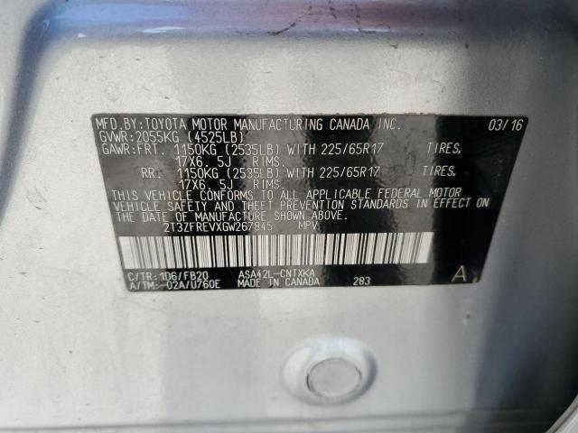 2T3ZFREVXGW267845 - 2016 TOYOTA RAV4 LE 银色 照片 13