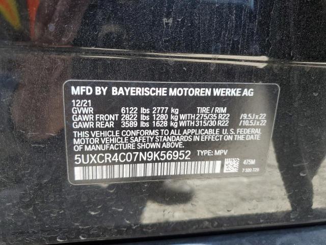 5UXCR4C07N9K56952 - 2022 BMW X5 SDRIVE 40I BLACK photo 13