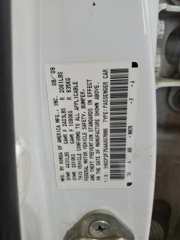 1HGCP2F75AA007886 - 2010 HONDA ACCORD EX WHITE photo 13