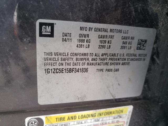 1G1ZC5E15BF341836 - 2011 CHEVROLET MALIBU 1LT GRAY photo 12