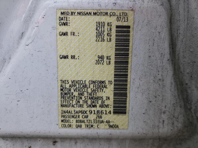 1N4AL3AP6DC918614 - 2013 NISSAN ALTIMA 2.5 WHITE photo 12