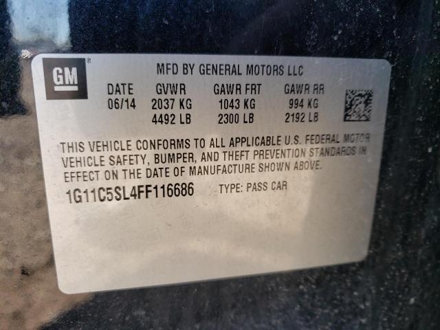 1G11C5SL4FF116686 - 2015 CHEVROLET MALIBU 1LT BLACK photo 12