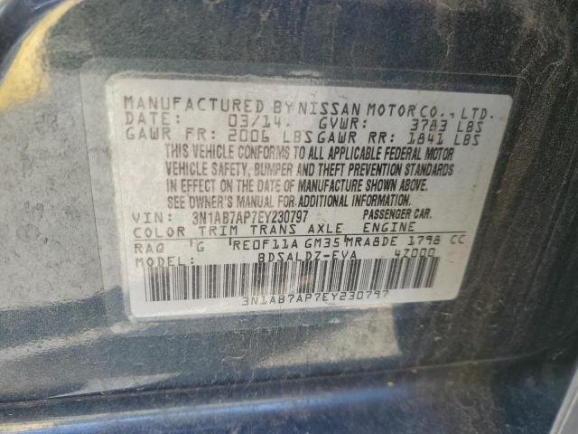 3N1AB7AP7EY230797 - 2014 NISSAN SENTRA S BLUE photo 12