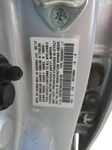 19XFB2F59CE338186 - 2012 HONDA CIVIC LX ვერცხლისფერი ფოტო 12