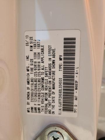 5J6TF2H58DL004500 - 2013 HONDA CROSSTOUR EXL თეთრი ფოტო 13