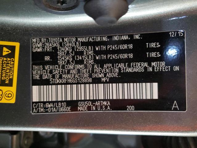 5TDKKRFH6GS128898 - 2016 TOYOTA HIGHLANDER XLE 绿色 照片 13