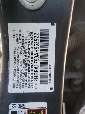 2HGFA1F50AH552922 - 2010 HONDA CIVIC LX GRAY photo 12