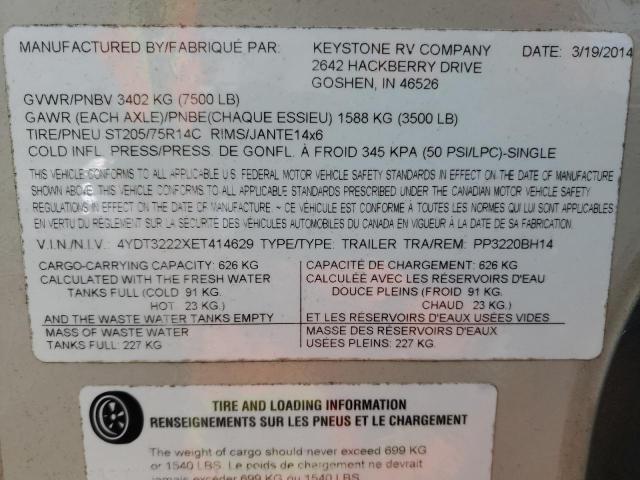 4YDT3222XET414629 - 2014 KEYSTONE PASSPORT 米色 照片 10