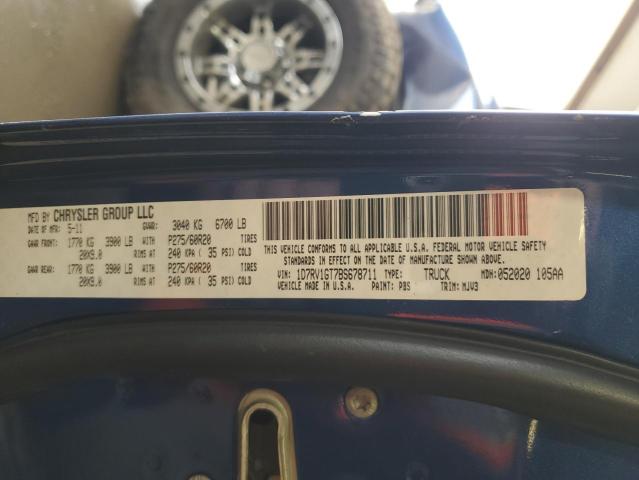 1D7RV1GT7BS678711 - 2011 DODGE RAM 1500 BLUE photo 13