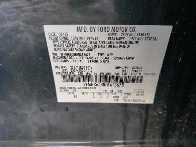 2FMHK6C88FBA13678 - 2015 FORD FLEX SEL GRAY photo 13