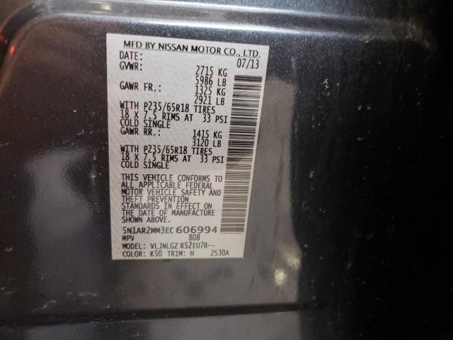 5N1AR2MM3EC606994 - 2014 NISSAN PATHFINDER S 石墨色 照片 14