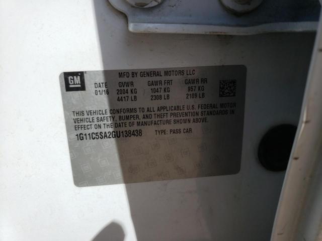 1G11C5SA2GU138438 - 2016 CHEVROLET MALIBU LIM LT 白色 照片 12