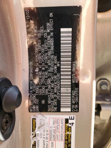 JTEGP21A840015280 - 2004 TOYOTA HIGHLANDER BASE GOLD photo 12