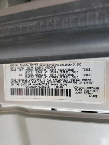 5TEGN92N71Z853137 - 2001 TOYOTA TACOMA DOUBLE CAB PRERUNNER SILVER photo 12