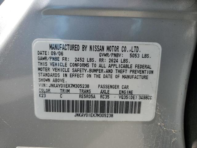 JNKAY01EX7M305238 - 2007 INFINITI M35 BASE SILVER photo 13