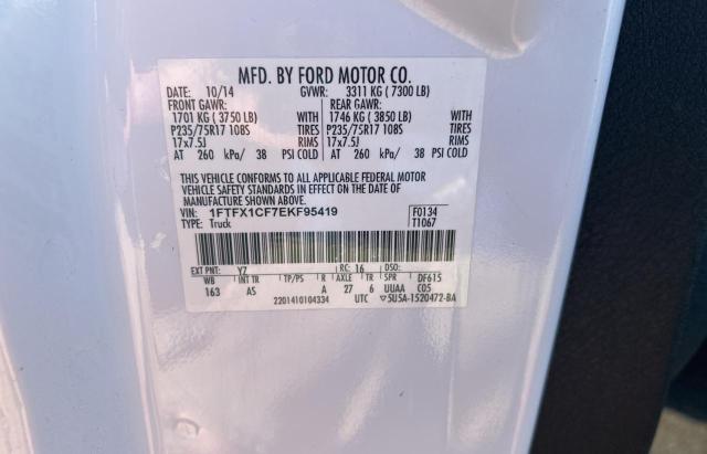 1FTFX1CF7EKF95419 - 2014 FORD F150 SUPER CAB WHITE photo 10