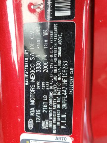 3KPFL4A71HE108263 - 2017 KIA FORTE LX RED photo 13