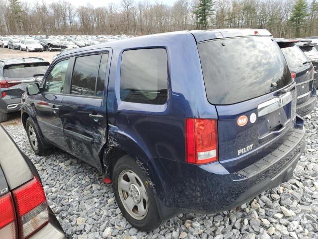 5FNYF4H21DB008775 - 2013 HONDA PILOT LX BLUE photo 2