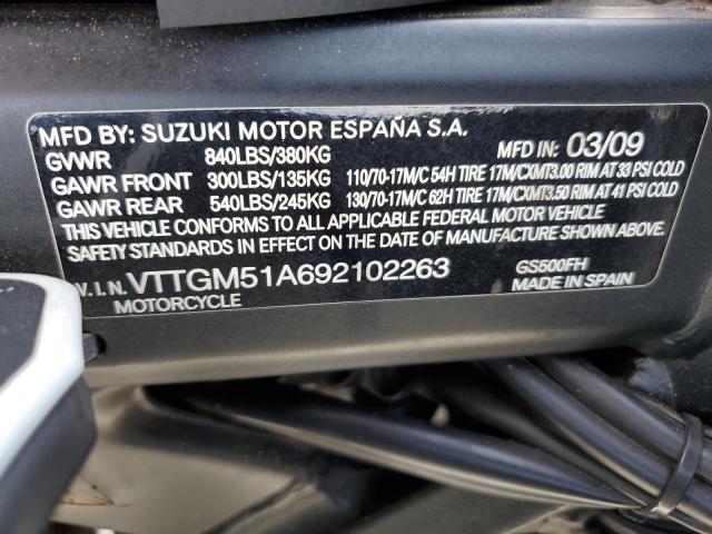 VTTGM51A692102263 - 2009 SUZUKI GS500 BLUE photo 9