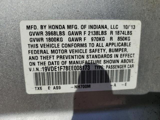 19VDE1F78EE008173 - 2014 ACURA ILX 20 TECH SILVER photo 12