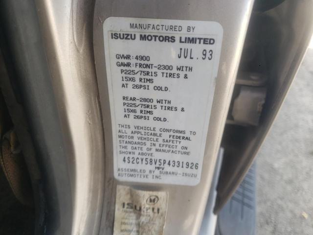 4S2CY58V5P4331926 - 1993 ISUZU RODEO S TAN photo 12