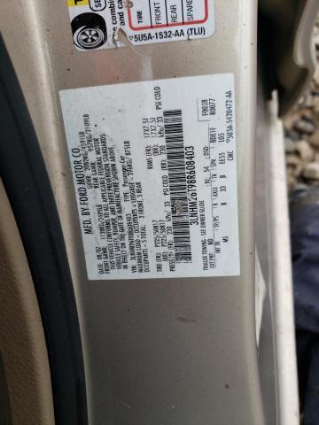 3LNHM26T98R608403 - 2008 LINCOLN MKZ GOLD photo 13