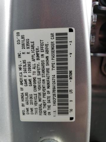 1HGCP26789A124714 - 2009 HONDA ACCORD EX GRAY photo 12