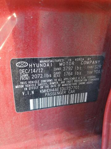 KMHDH4AE1DU737701 - 2013 HYUNDAI ELANTRA GLS RED photo 12