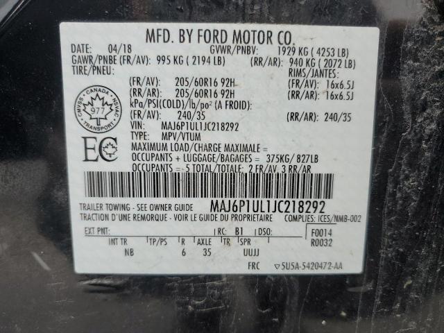 MAJ6P1UL1JC218292 - 2018 FORD ECOSPORT SE BLACK photo 14
