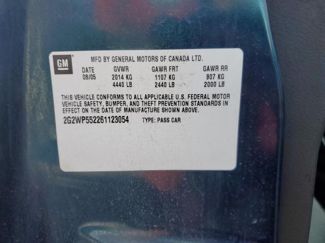 2G2WP552261123054 - 2006 PONTIAC GRAND PRIX TEAL photo 12