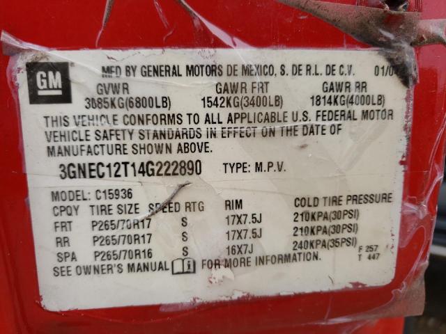 3GNEC12T14G222890 - 2004 CHEVROLET AVALANCHE C1500 RED photo 13